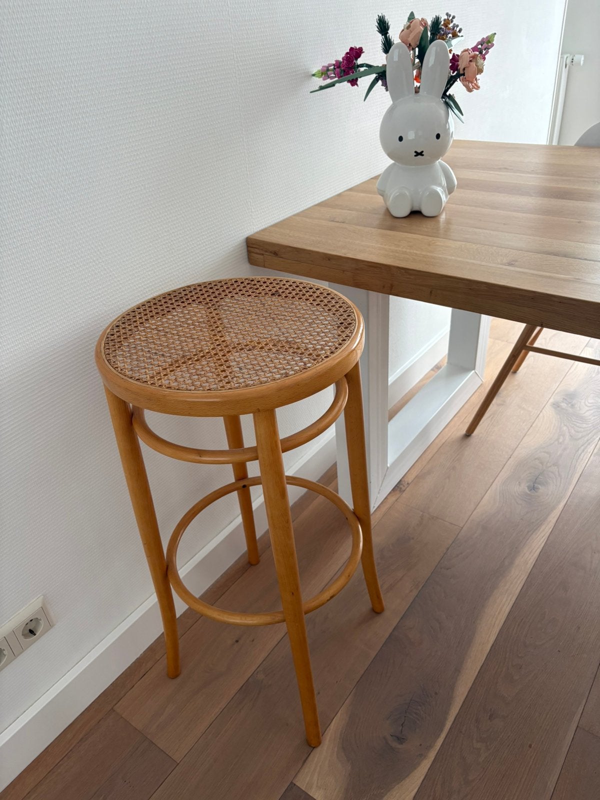Webbing barkruk (vintage/boho), Ophalen, Zo goed als nieuw, Hout