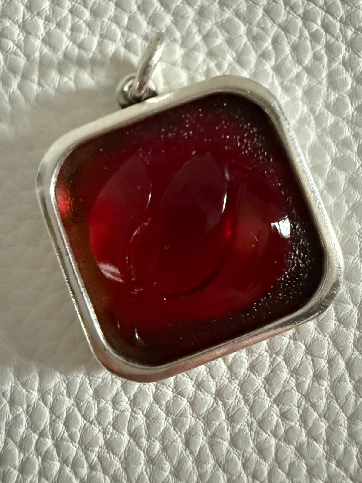 M277/Zilveren Grote KALEVALA KORU Glas Hanger FINLAND, Gebruikt, Verzenden, X, Rood
