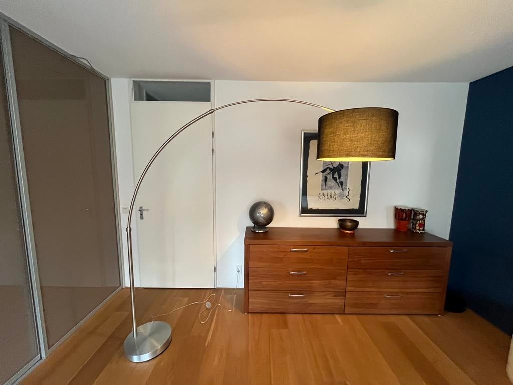 Lumidora staande Lamp met linnen kap zwart, Ophalen, Zo goed als nieuw, Stof, 150 tot 200 cm