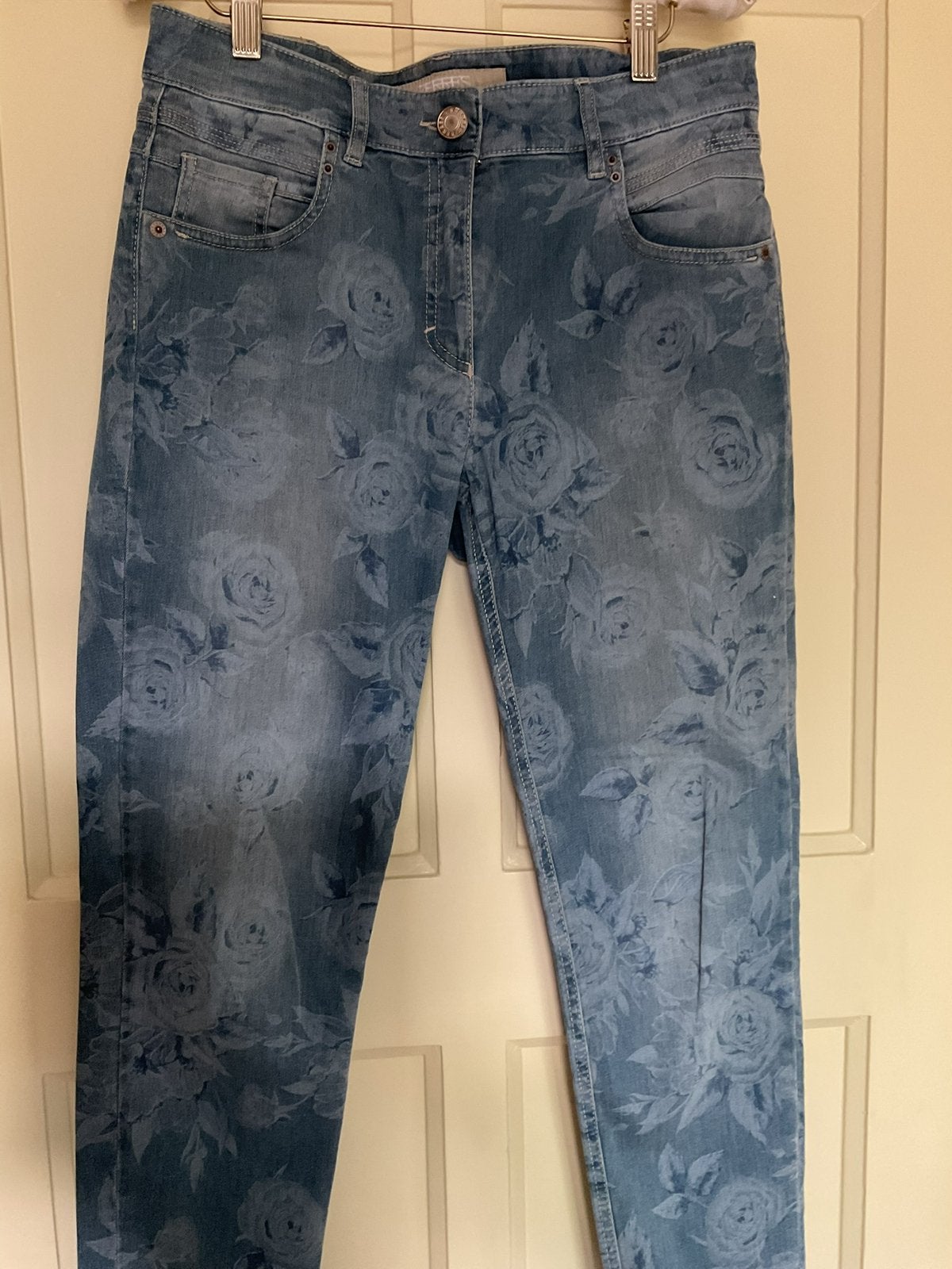 FIJNE LICHTE JEANS BROEK VAN ZERRES MET ROZEN MAAT 36, Blauw, Ophalen of Verzenden, Zo goed als nieuw, Maat 36 (S)
