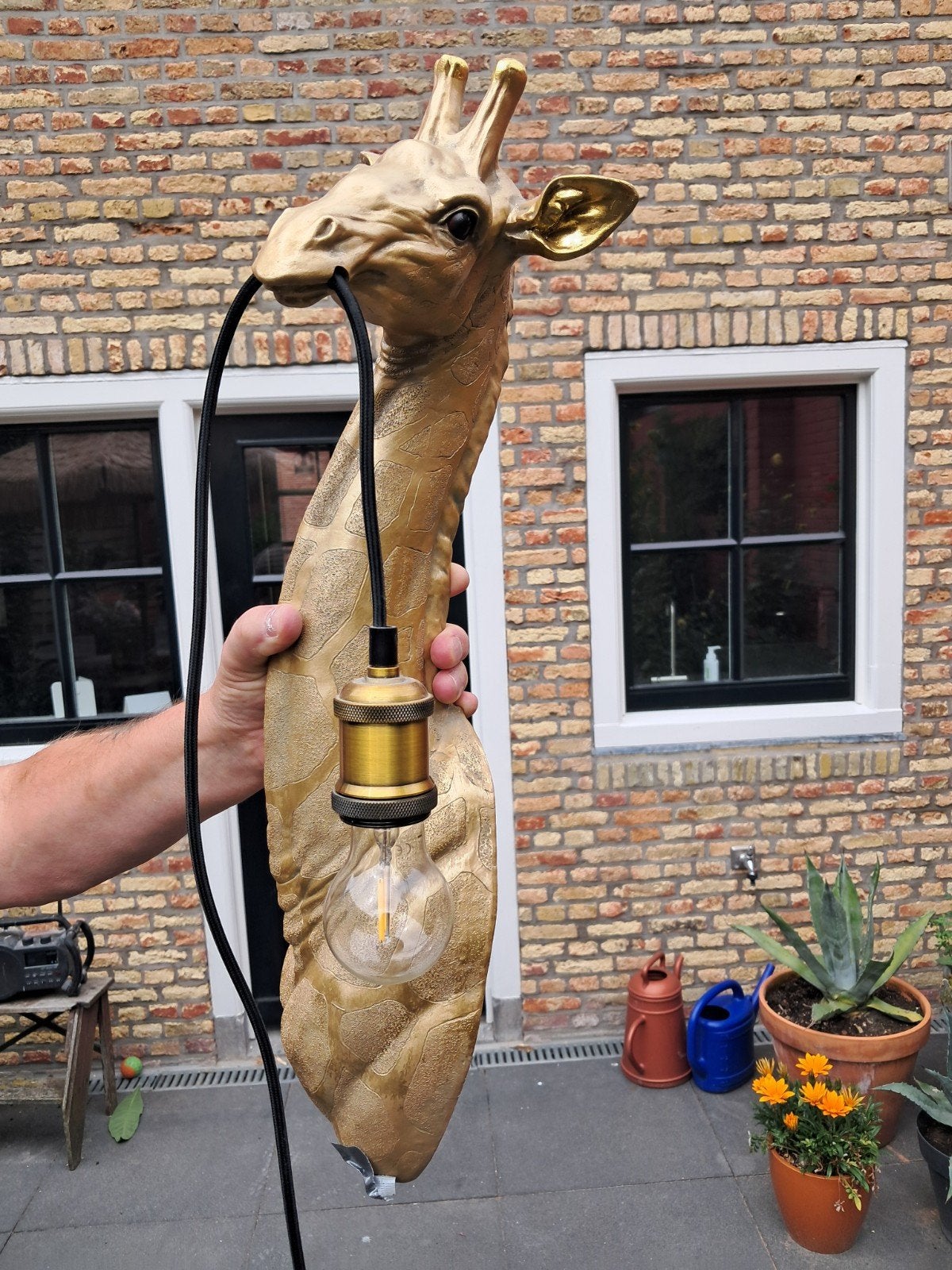 Giraffe wandlamp, Ophalen, Zo goed als nieuw, Goud
