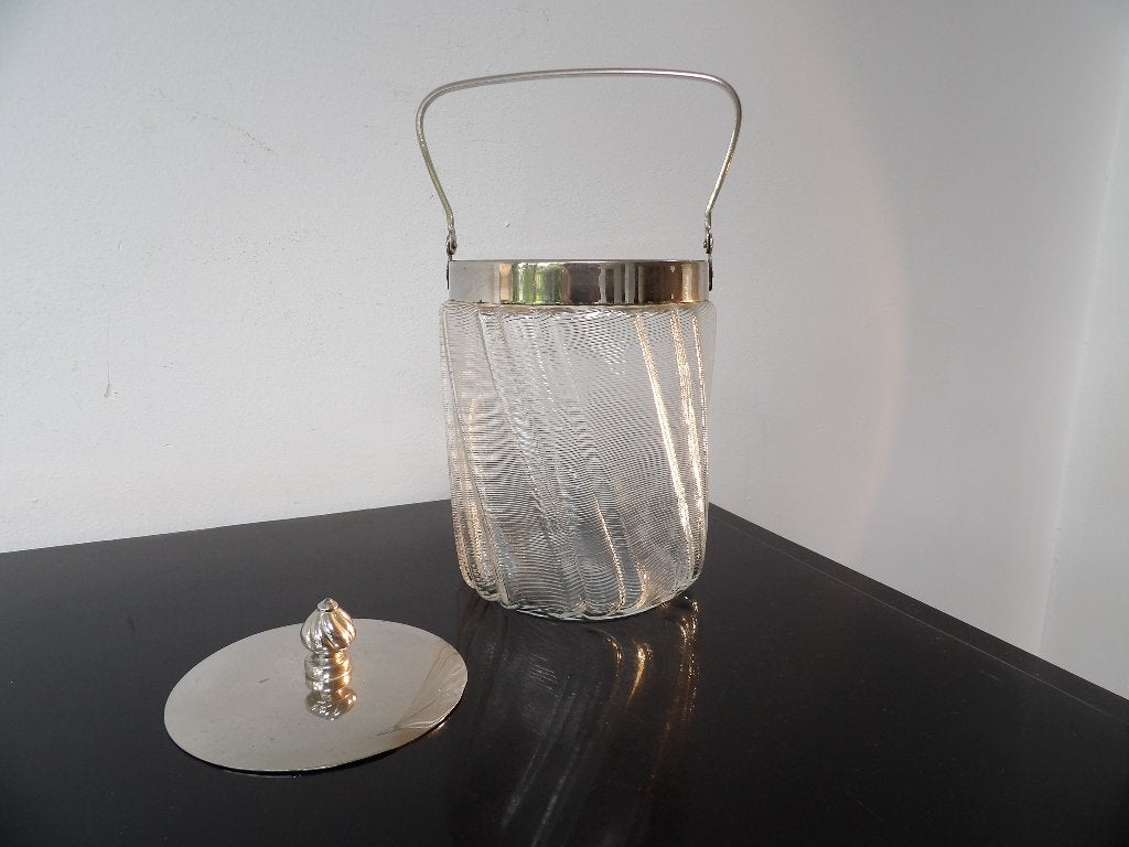 Art Deco Koekdoos, Nederland 30/40er jaren, draadglas/chroom, Ophalen of Verzenden