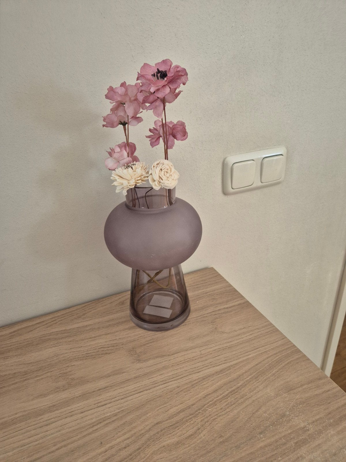 Leen Bakker Vaas Liva-Vase Liva - Paars/Grijs Glas, Ophalen of Verzenden, Zo goed als nieuw, Paars, Glas