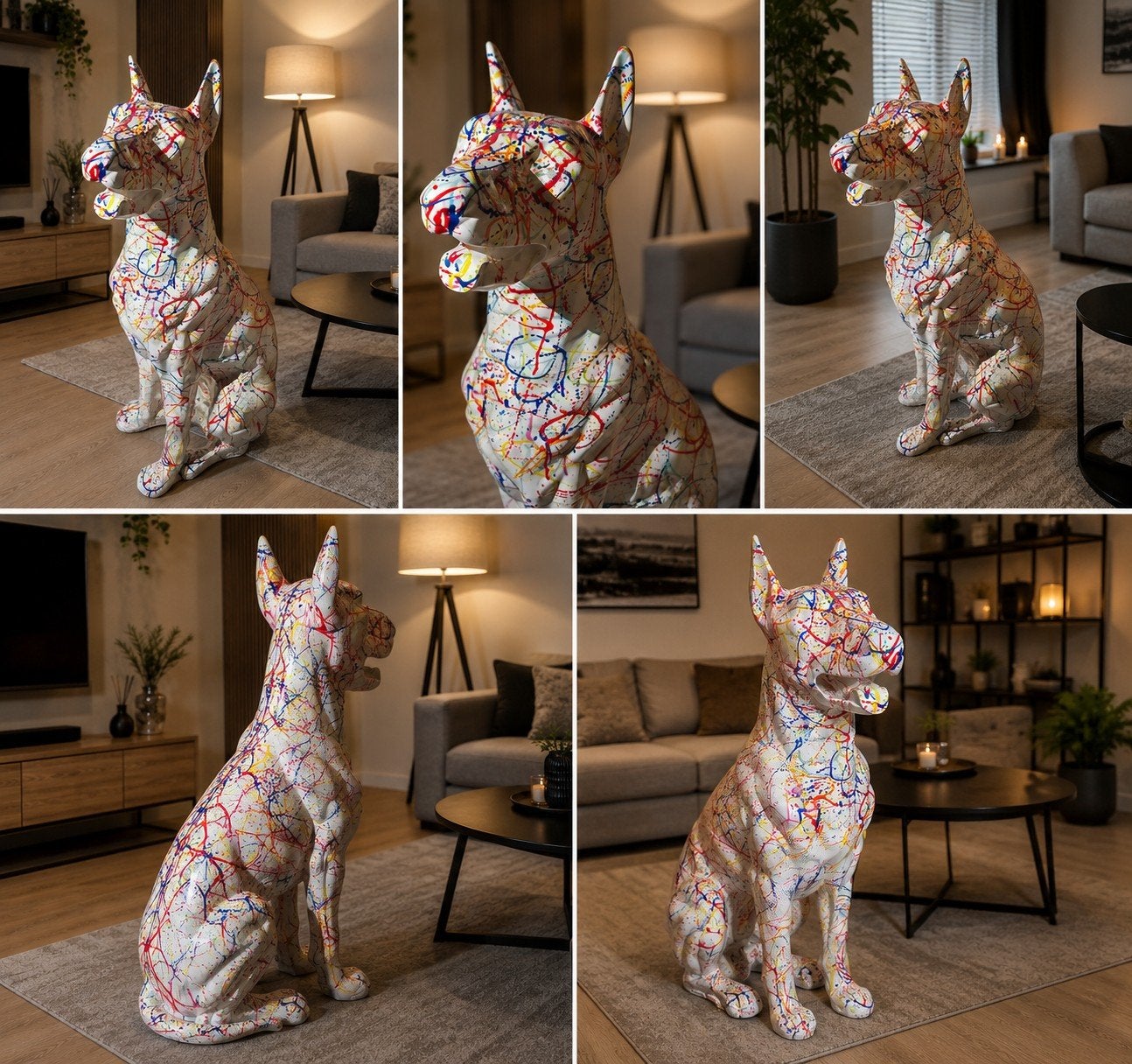 super mooie apparte zittende dobermann beeld tuinbeeld, Ophalen, Nieuw, Kunststof