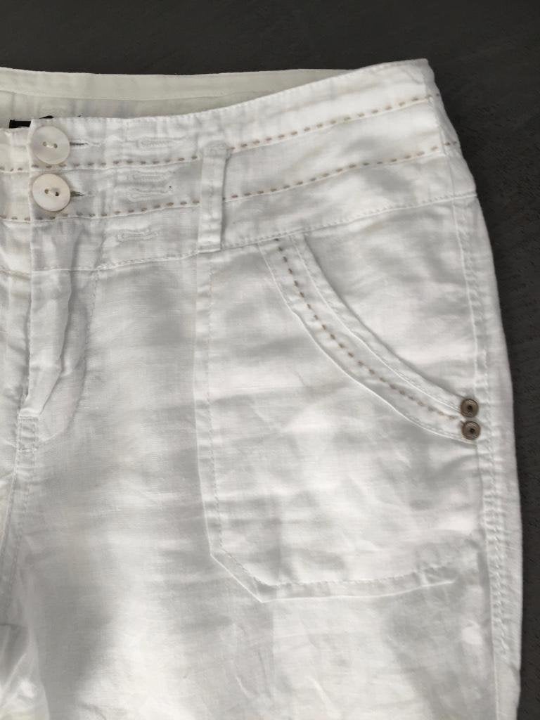 D596 Linnen broek maat 29=M=38/40 wit, Maat 38/40 (M), Wit, DDP, Ophalen of Verzenden
