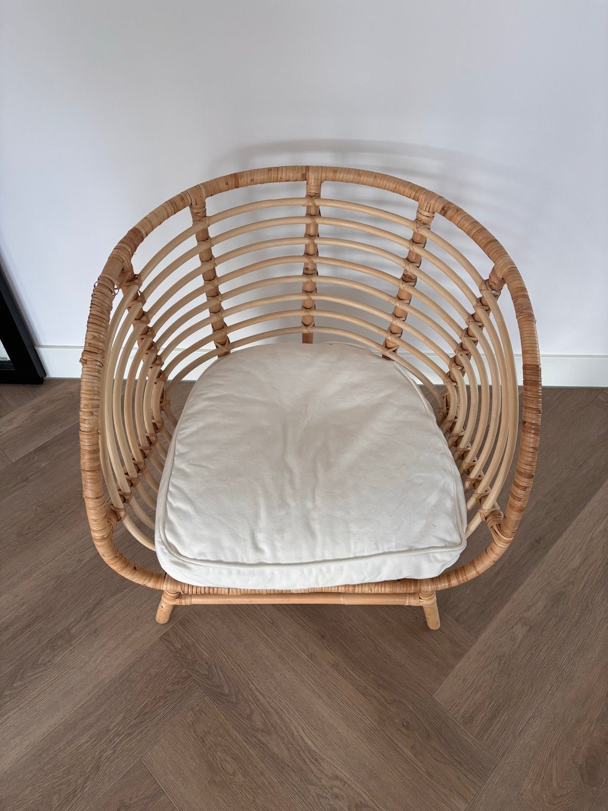 Ikea set - table with 2 rattan chairs with cushions, Ophalen, Twee, Overige kleuren, Riet of Rotan