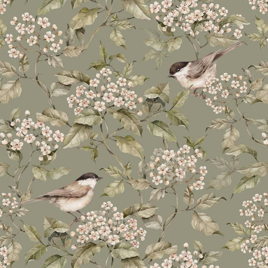 Kinderbehang Behang Vogels Birds Spring Dekornik, Wodzirejow 5a, 02-824 Warsaw, Poland, Beige, Ophalen of Verzenden, Dekornik