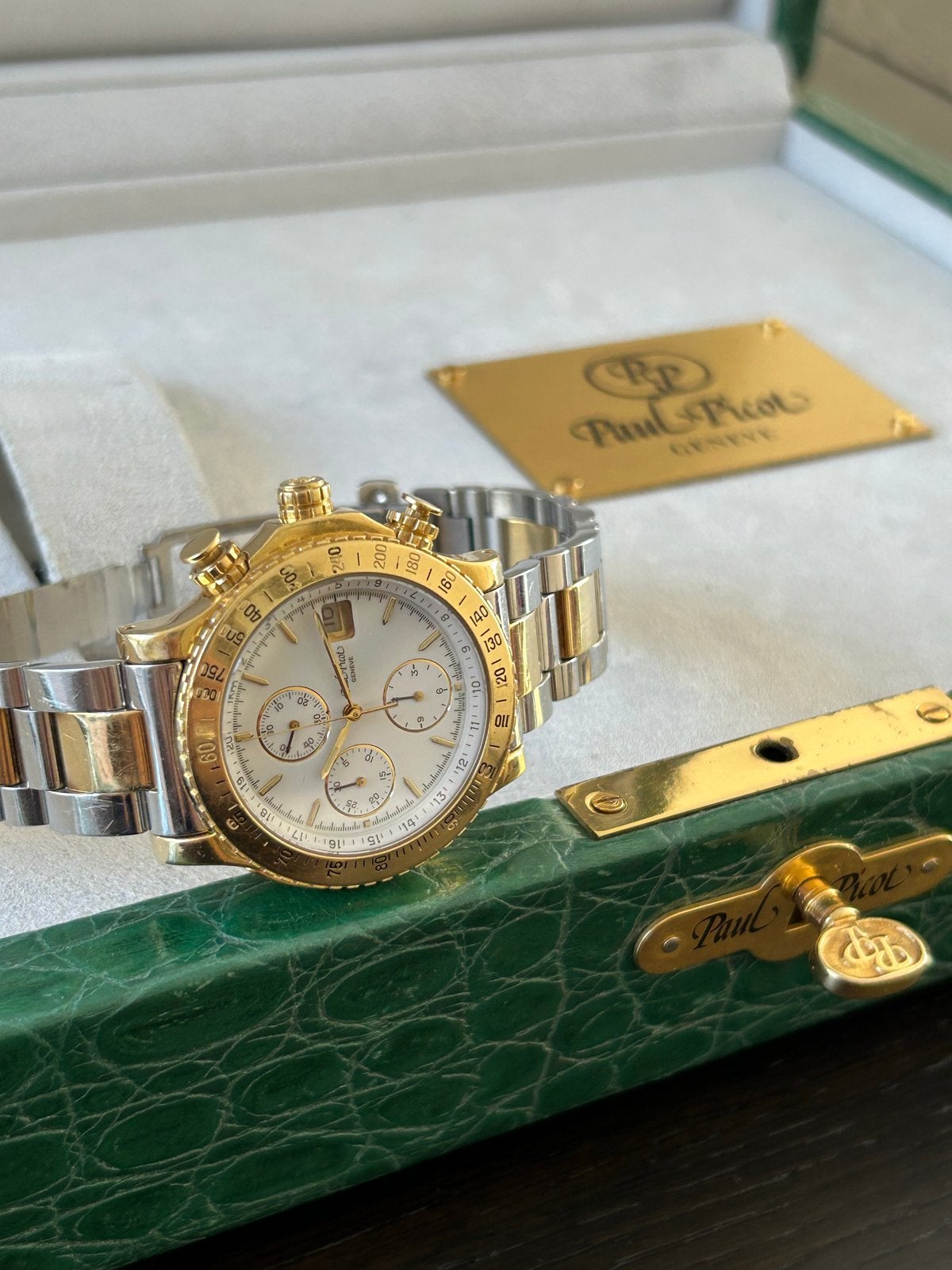 Paul Picot Chronograaf 18k 40mm Goud/Staal, Overige merken, Staal, Gebruikt, Polshorloge