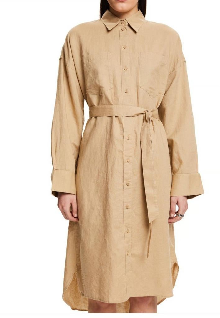 Esprit blousjurk, linnen/katoenblend, beige, Esprit, Ophalen of Verzenden, Zo goed als nieuw, Beige