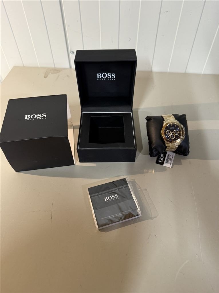 hugo boss 1513340 heren ikon staal goud blauw wijzerplaat ch, Ophalen of Verzenden, Nieuw, Goud, Zilver