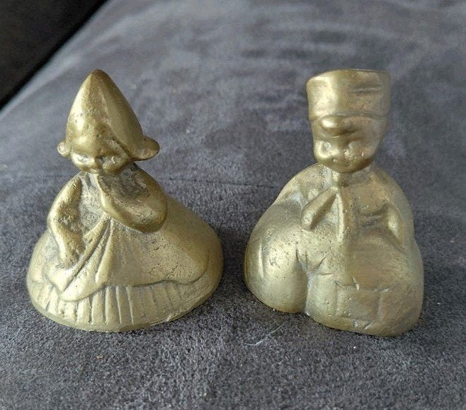 Boer en boerin -koperen belletjes - set van 2, Ophalen of Verzenden, Koper