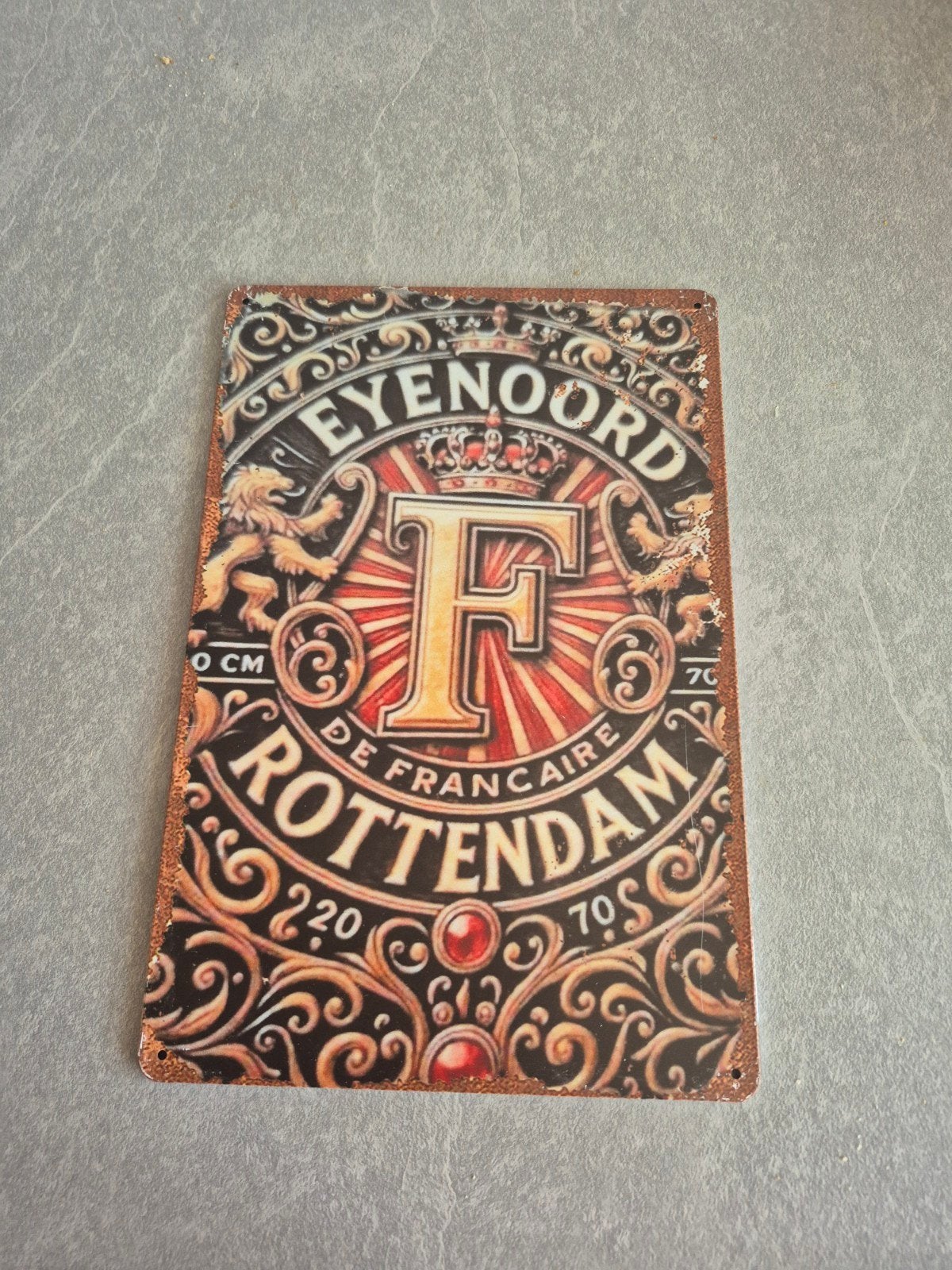 Vintage Feyenoord Rotterdam metalen wandbord, Ophalen of Verzenden, Nieuw, Feyenoord, Overige typen