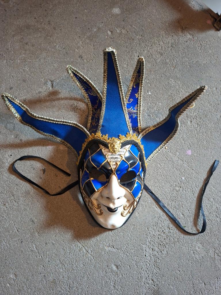Origineel Boris Brejcha Joker Masker – Venetiaans (Blauw/Gou, Eén persoon