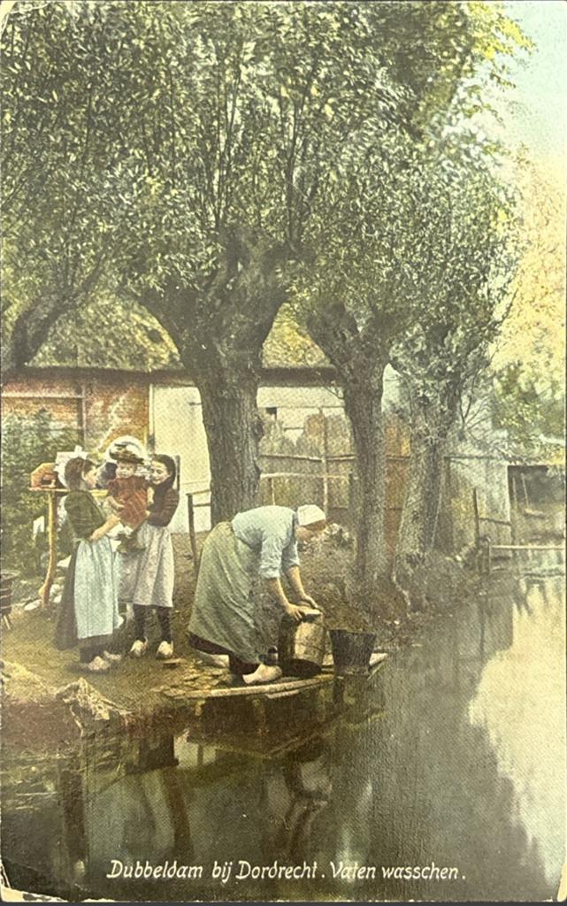 Dubbeldam, vaten wasschen, Ophalen of Verzenden, Voor 1920, Gelopen, Zuid-Holland