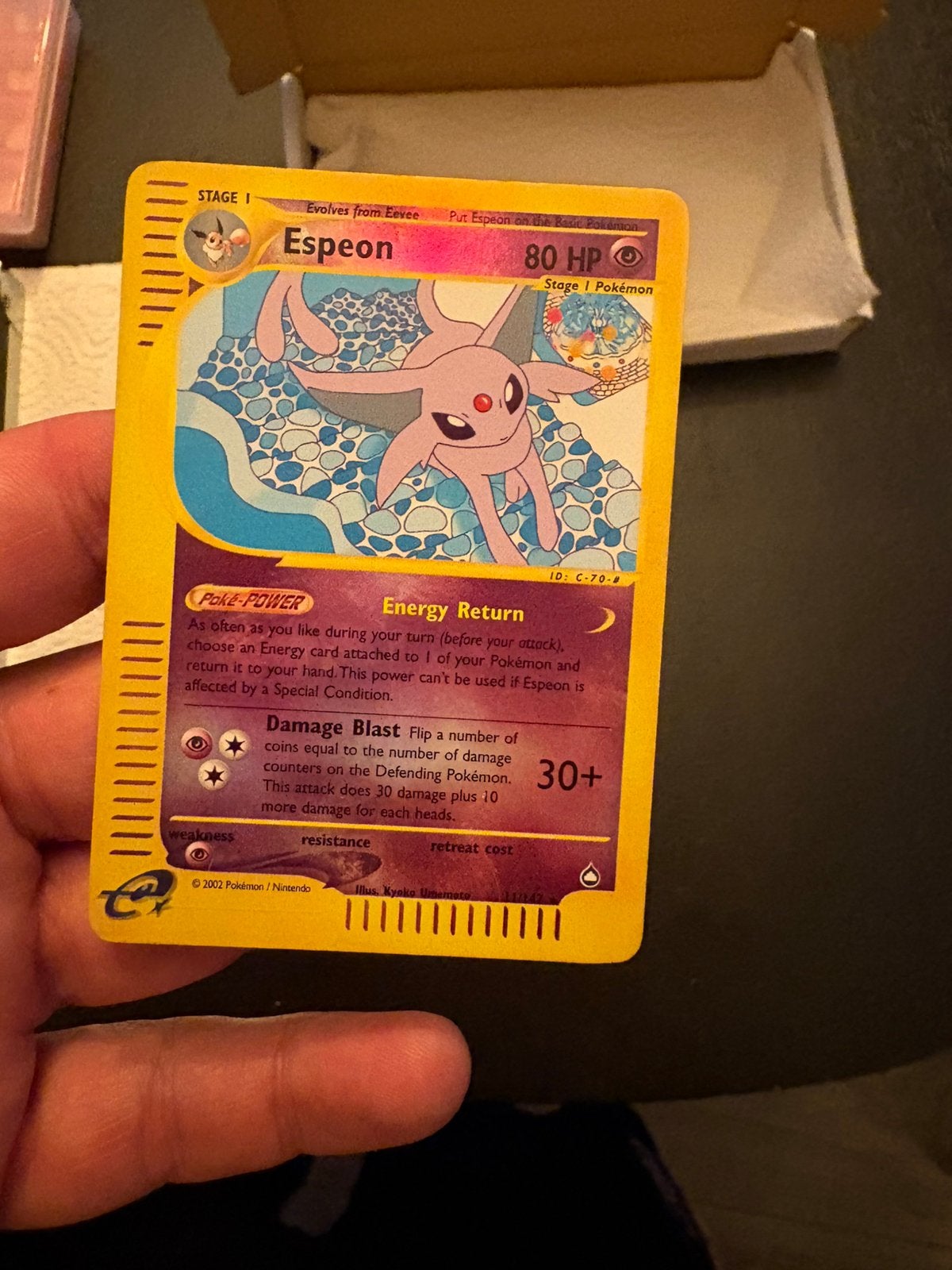 Espeon aquapolis reverse holo, Ophalen of Verzenden, Zo goed als nieuw, Meerdere kaarten, Foil