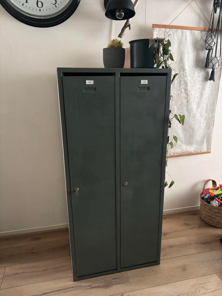 Vintage brandweer lockerkast - Schaduw groen, Ophalen, Gebruikt