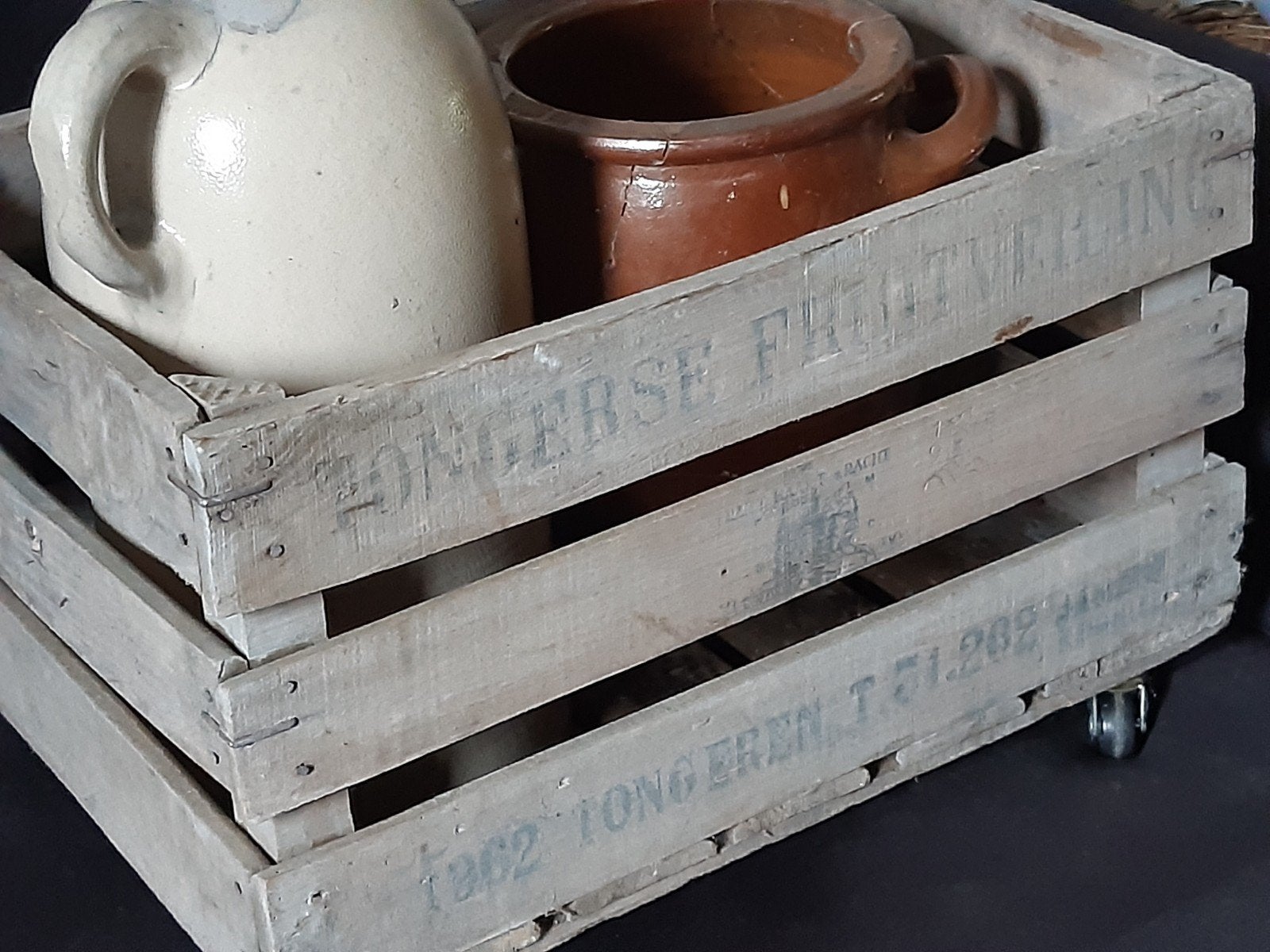 Veilingkist op wieltjes,"Tongerse fruitveiling""1962", Ophalen of Verzenden