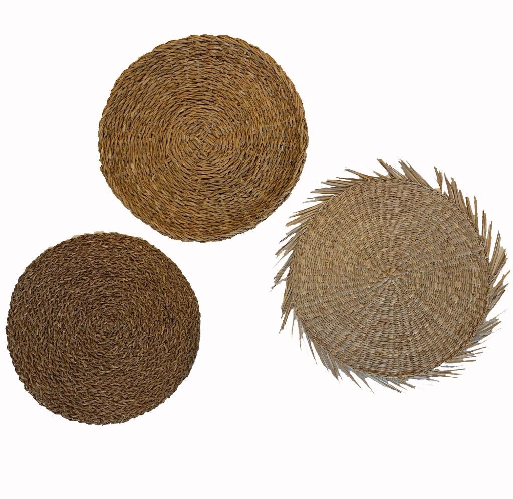 Vier ROTAN onderzetters rieten placemats wanddecoratie, Ophalen of Verzenden, Zo goed als nieuw, X, Bord