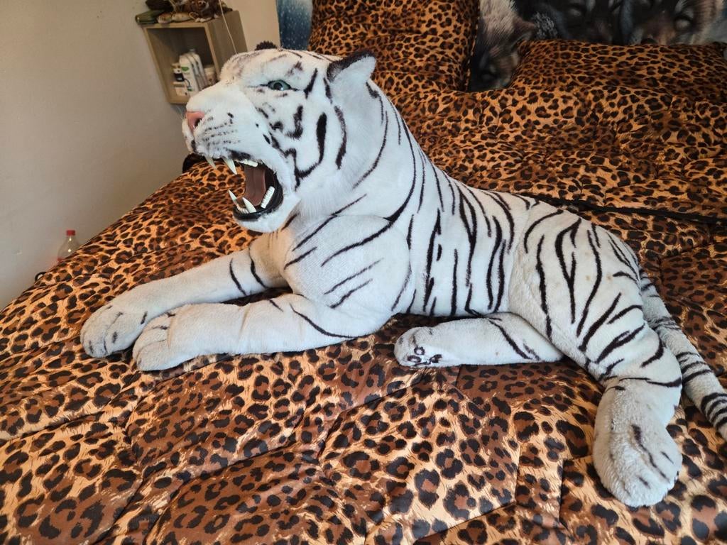 Grote witte pluche tijger knuffel - 120 cm, IKEA, Ophalen of Verzenden, Wit, Groot (groter dan 80 cm)