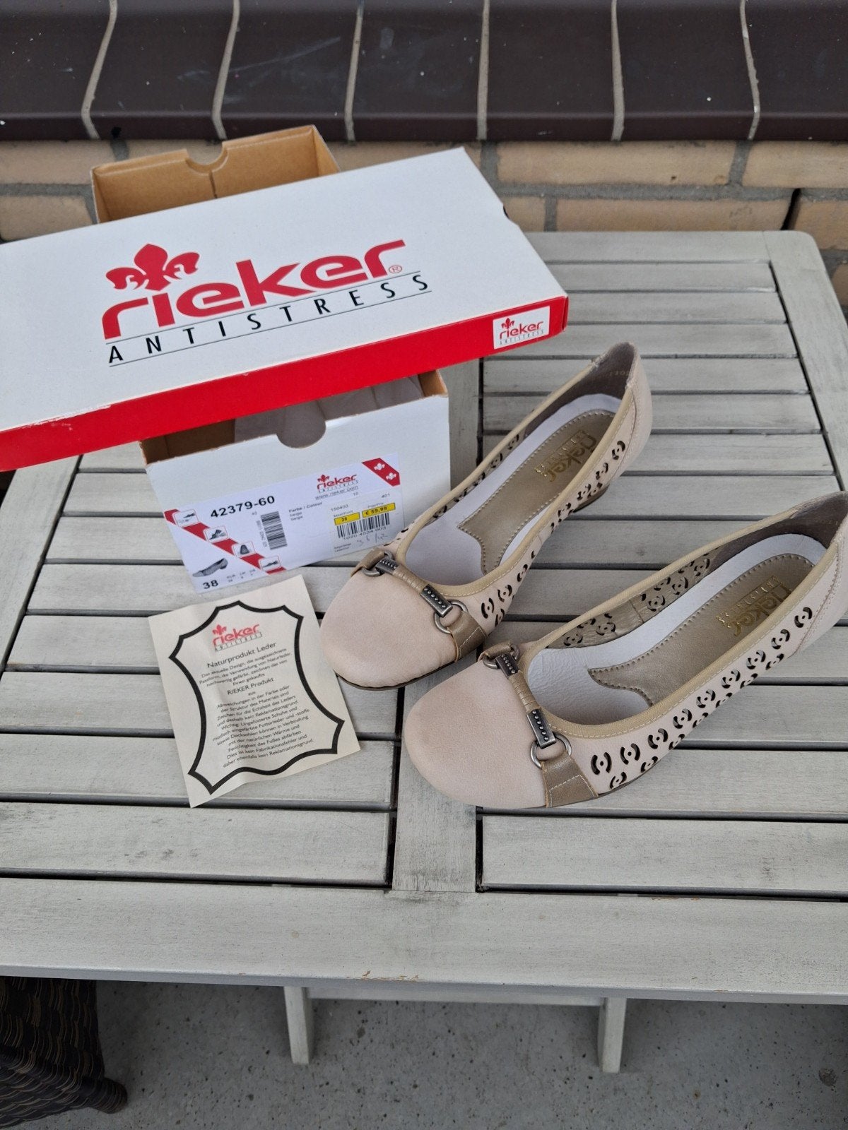 Rieker Antistress Ballerina's - Beige - Maat 38, Ophalen of Verzenden