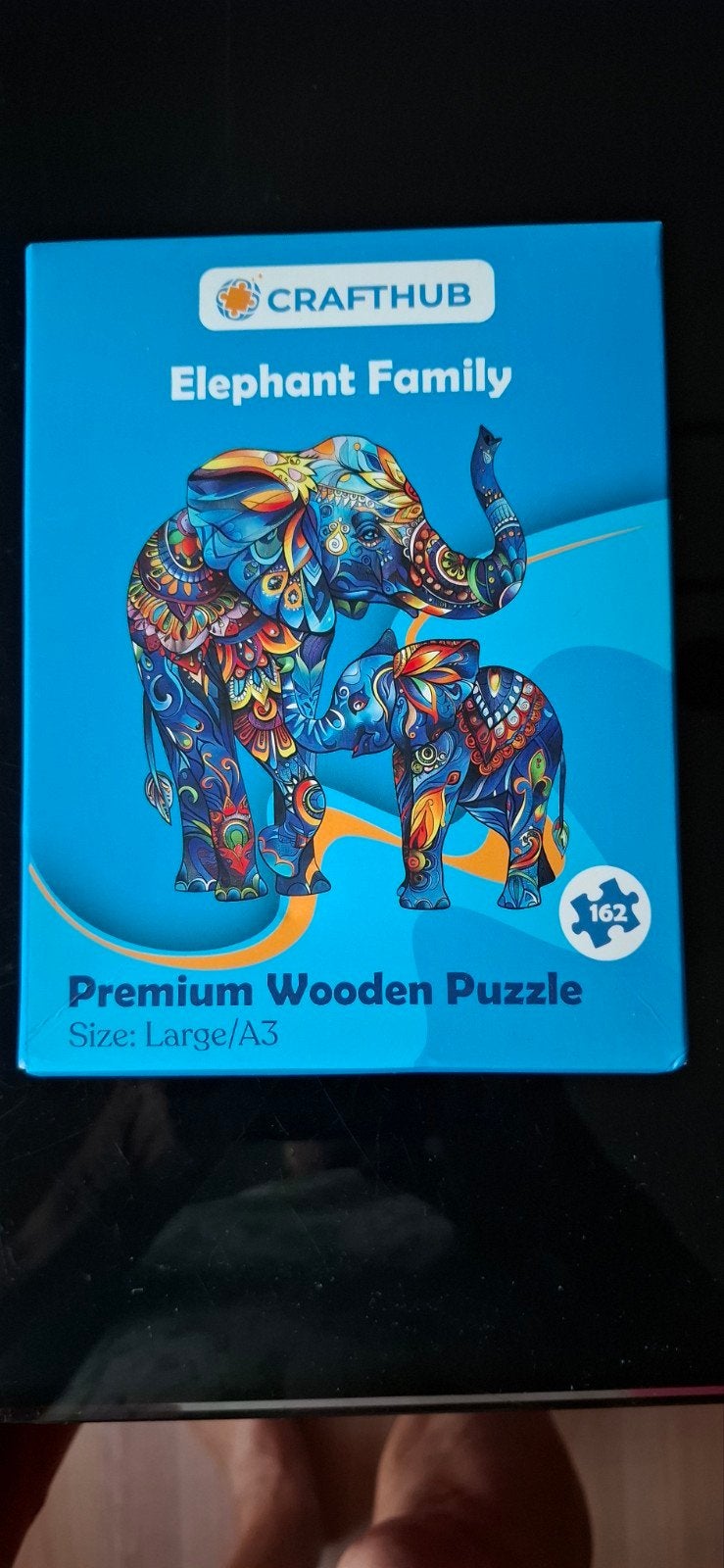 CRAFTHUB Olifanten Familie Houten Puzzel - 162 Stukjes, Ophalen of Verzenden, Minder dan 500 stukjes, Zo goed als nieuw, Legpuzzel