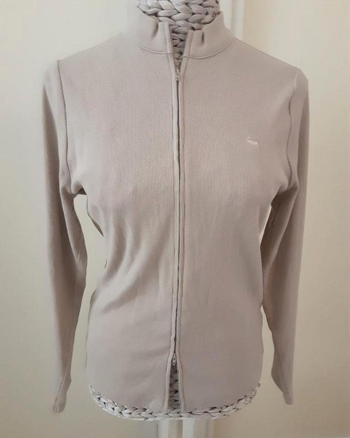 Abercrombie & Fitch vest opstaande kraag en rits beige 42, Verzenden, Beige, Maat 42/44 (L), Nieuw