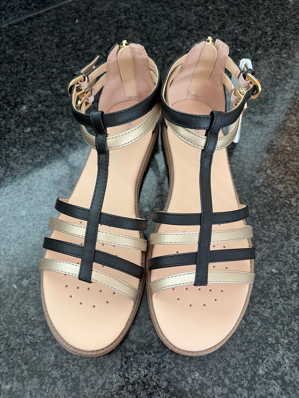 Geox Respira sandalen zwart/goud maat 38, Ophalen, Nieuw, Zwart, Sandalen of Muiltjes