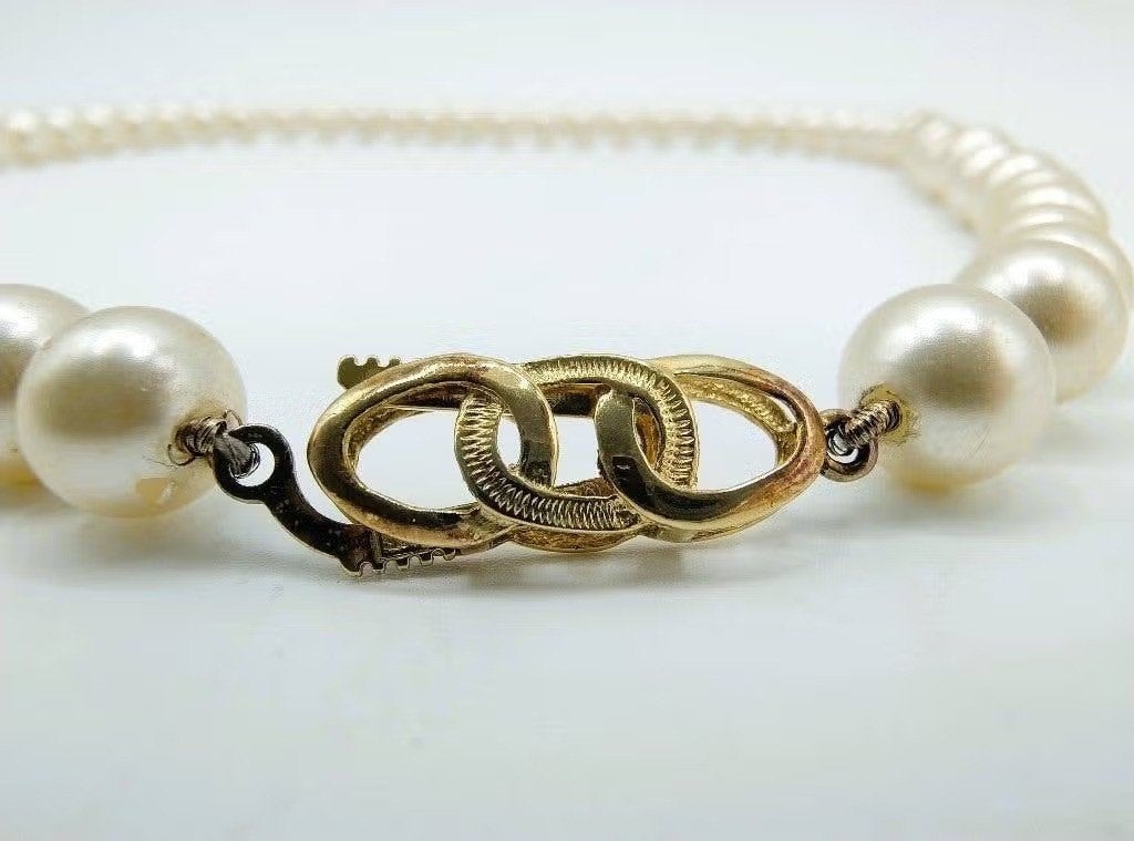 Parelketting met goudverguld zilveren slot, 45 cm, Gebruikt, Info@zilverwebsite.nl, Verzenden, Zilverwebsite.nl