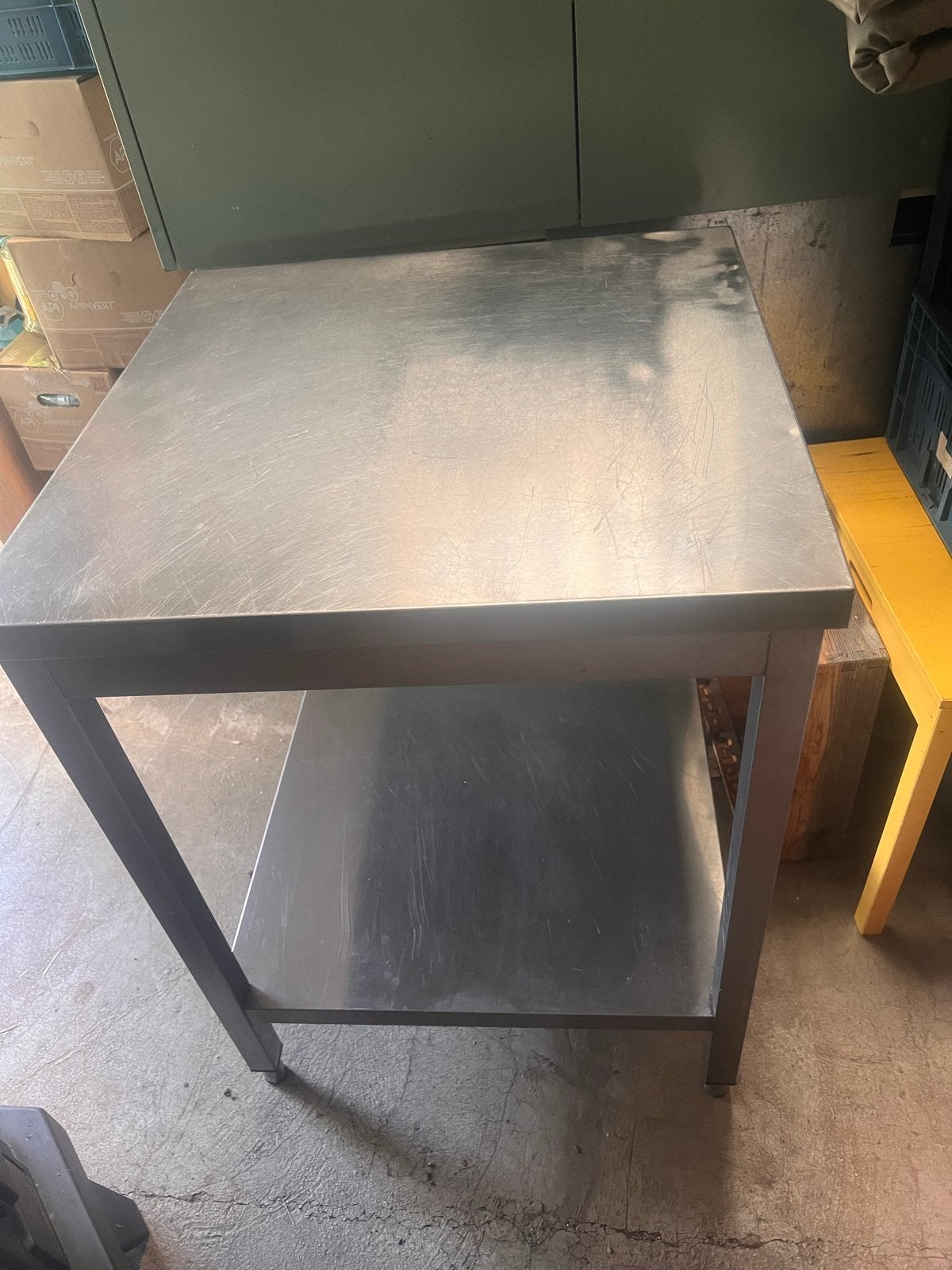 Robuuste RVS Werktafel met Onderblad, Ophalen, Gebruikt