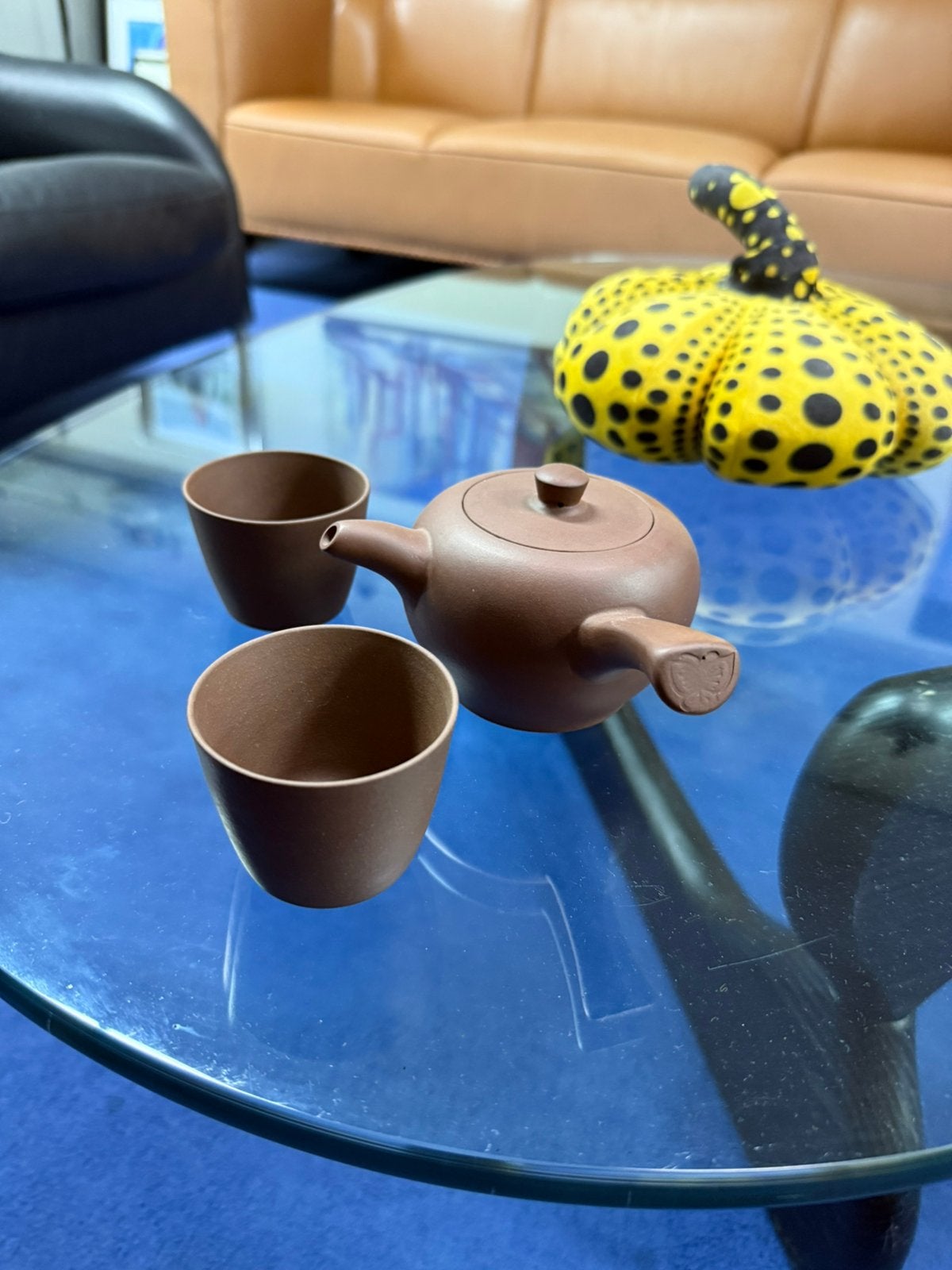 Japanse Kyusu theepot met twee kopjes, Keramiek, Overige typen, Ophalen of Verzenden, Zo goed als nieuw