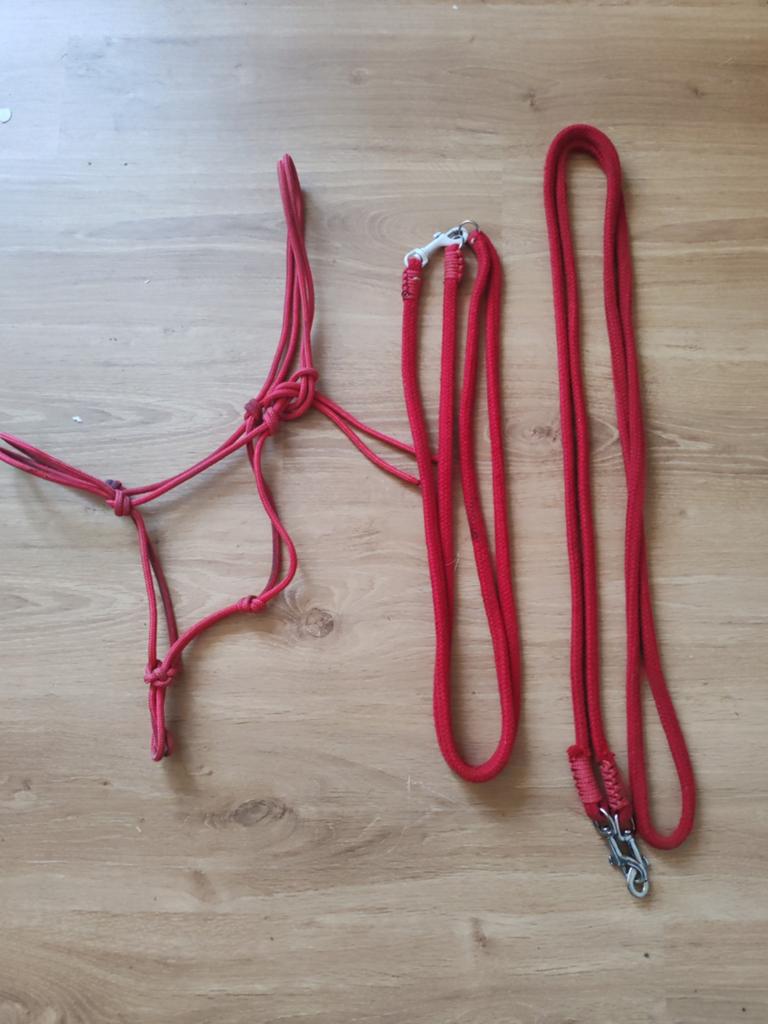 Touwhalsterset + Neckrope + Teugels Full - Rood, Dieren en Toebehoren, Ophalen of Verzenden, Gebruikt, Recreatie