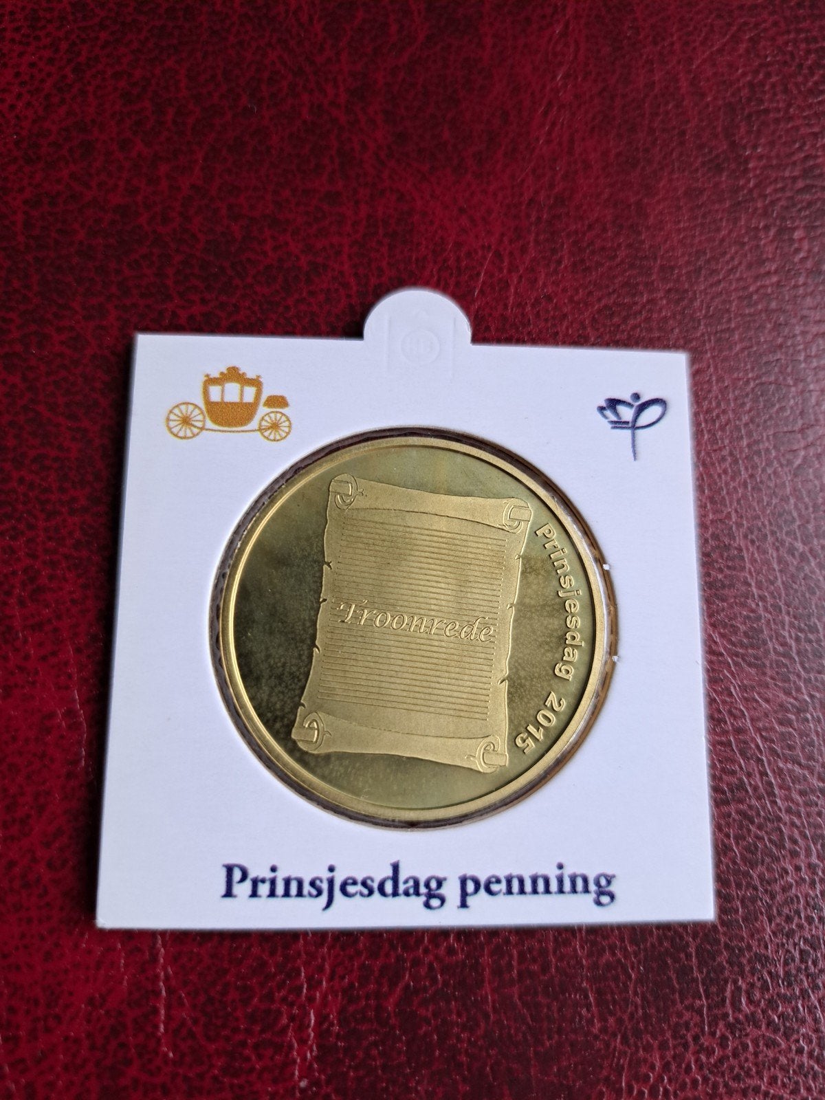 Penning Prinsjesdag 2015 in Bedrukte Munthouder, Ophalen of Verzenden, Overige materialen, Nederland