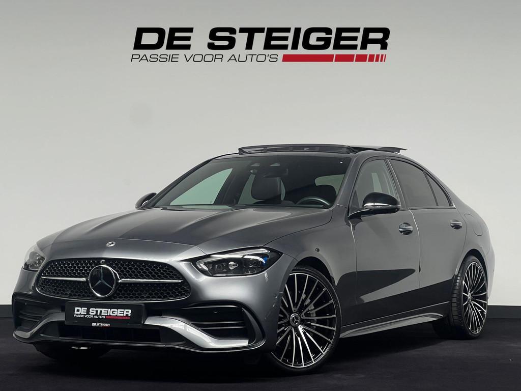 Mercedes-Benz C-klasse 300 e AMG Pano Burmester Memory Distr, Auto's, Automaat, Achterwielaandrijving, Gebruikt, Zwart