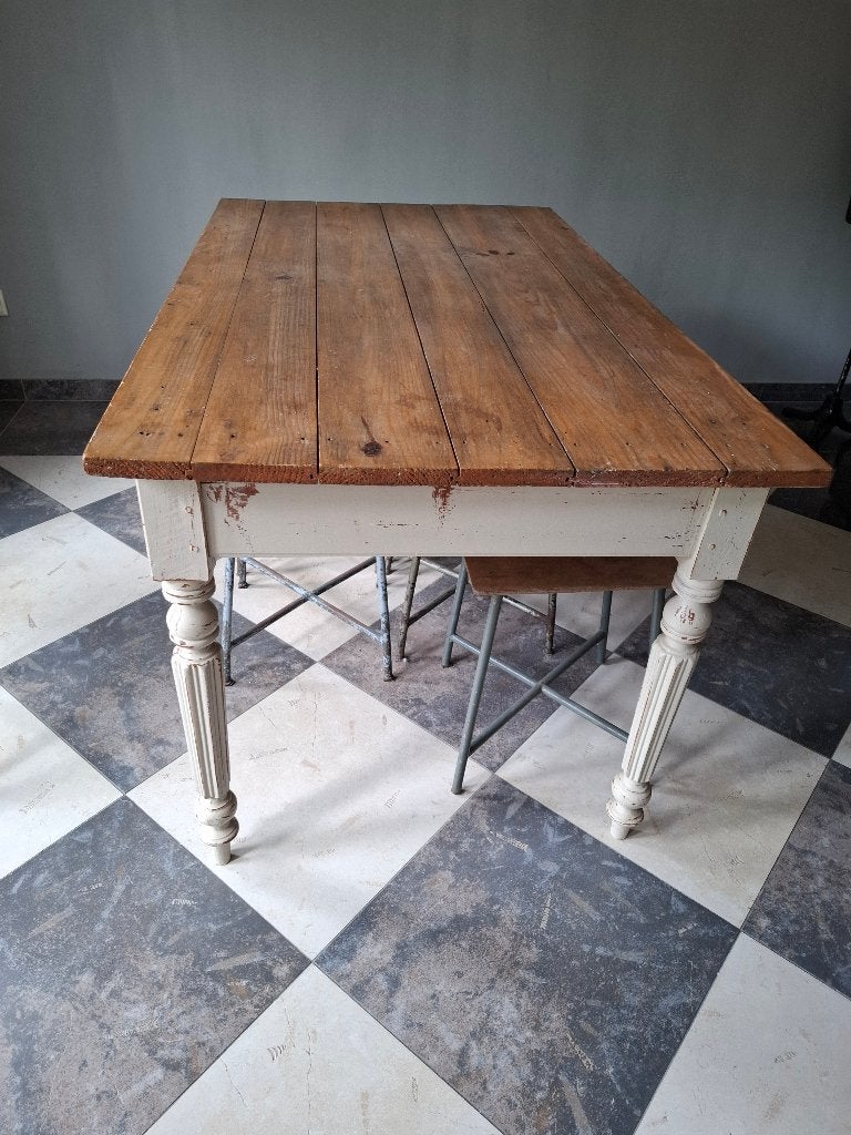 brocante Franse keukentafel / eettafel, Ophalen