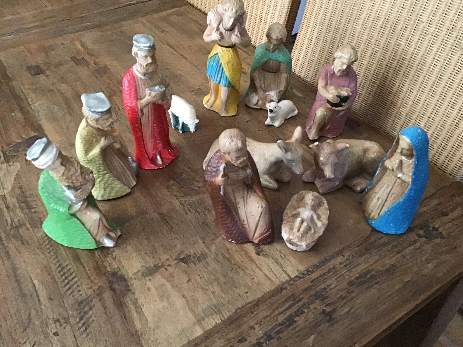Vintage kerstbeelden kerstgroep kerststal Jozef Maria Jezus, Verzamelen, Ophalen of Verzenden, Gebruikt