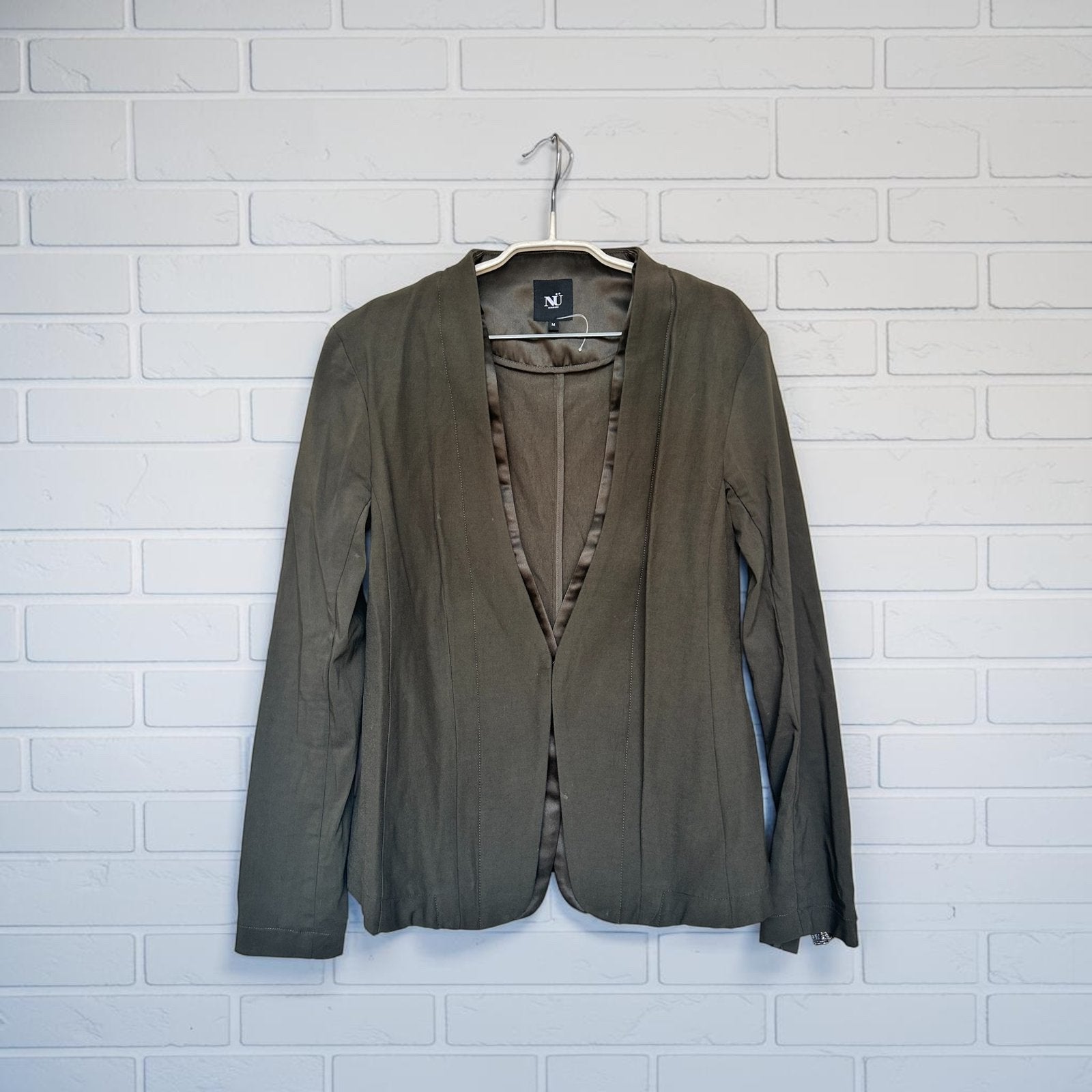 Nü Denmark Blazer M Khaki Olijfgroen Sjiek Edgy Studs Strass, Maat 38/40 (M), Verzenden, Zo goed als nieuw, Nd