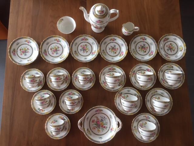 Vintage Grosvenor Bone China theeservies A252,  22delig, Ophalen of Verzenden