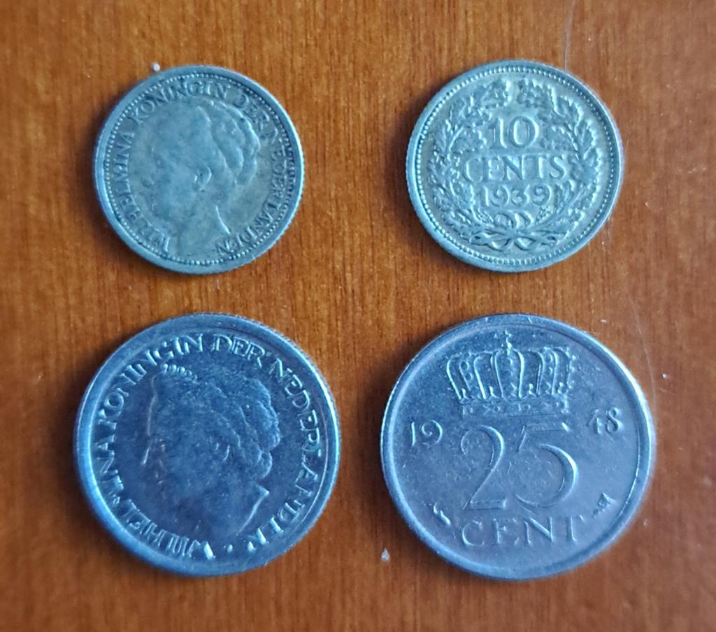 Oude 10 en 25 cent, Postzegels en Munten, Ophalen of Verzenden, Koningin Wilhelmina, 25 cent