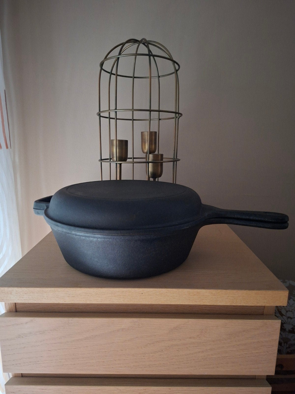 BRAADPAN GIETIJZER 2 DELIG, Huis en Inrichting, Keuken | Potten en Pannen, Ophalen, Gebruikt, Gietijzer