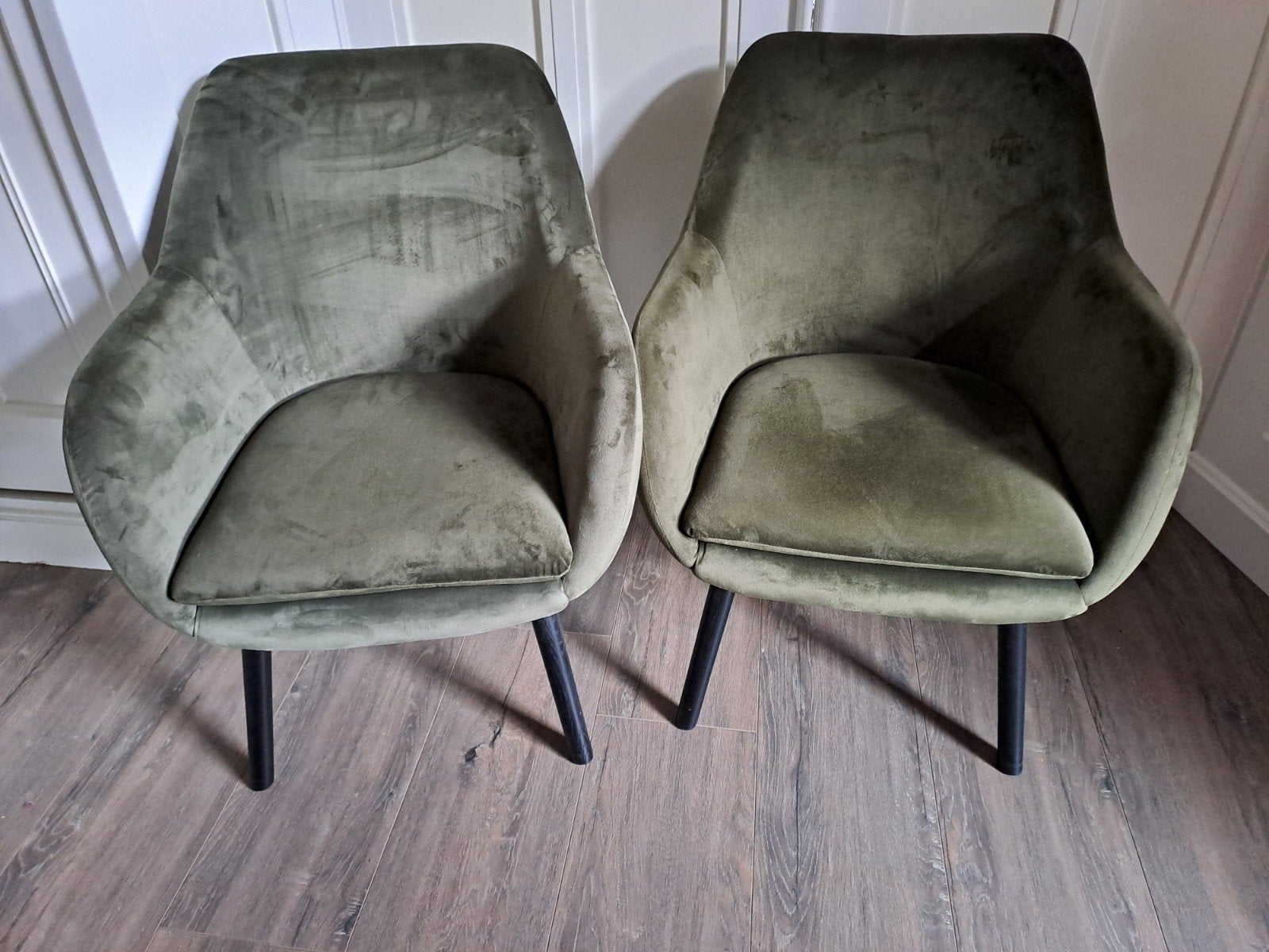 2 groene velvet kuipstoelen,  alleen voor de sier gestaan, Ophalen, Twee, Overige kleuren, Zo goed als nieuw