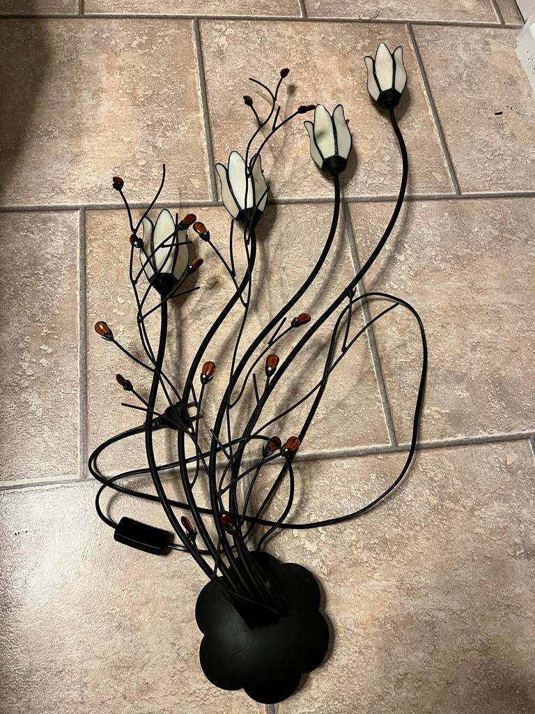 Decoratieve Wandlamp met Bloemmotief van Tiffany, Ophalen, Gebruikt, Metaal