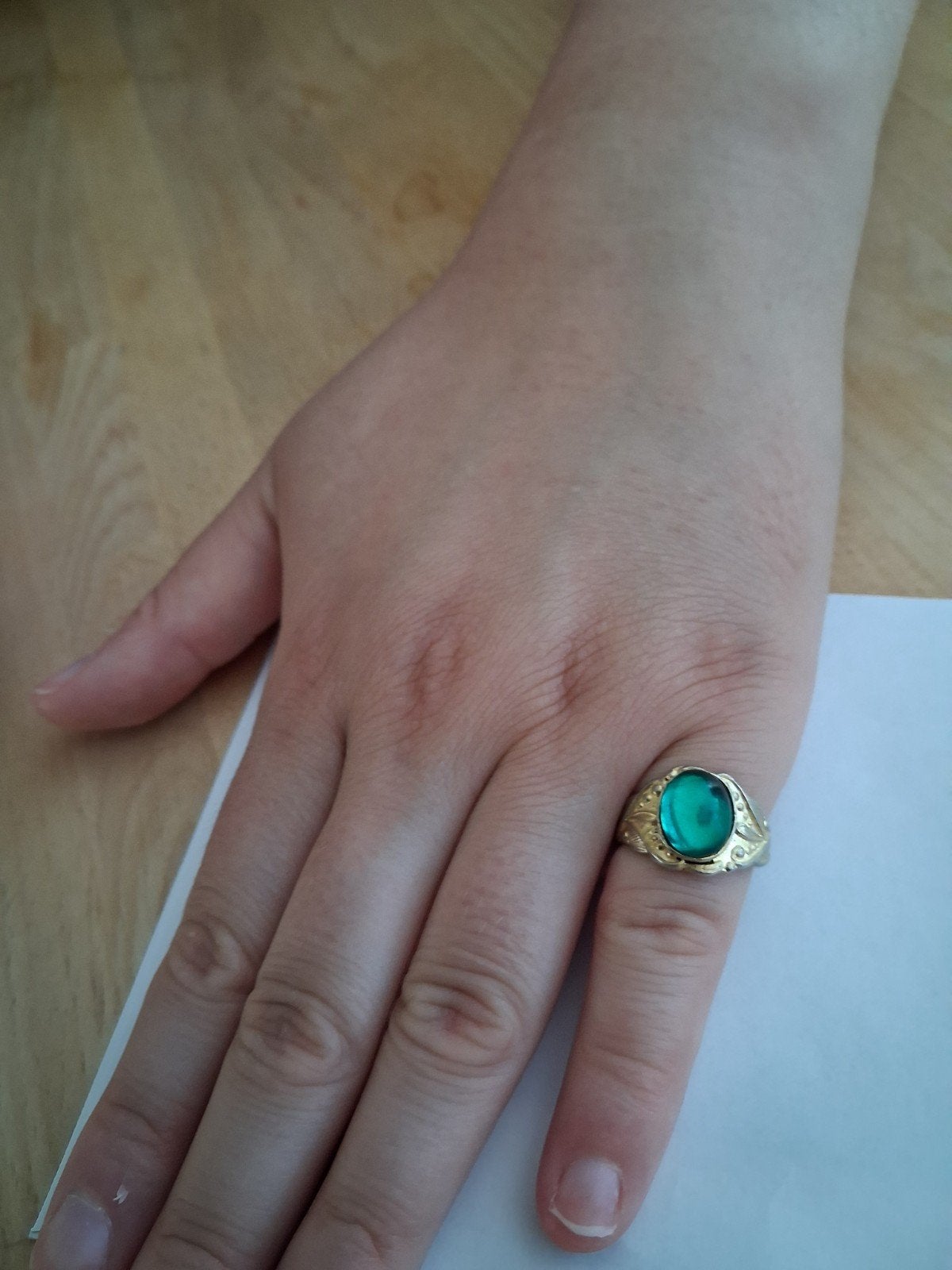 ring met groene edelsteen, 18 tot 19, Gebruikt, Ophalen of Verzenden, Dame of Heer