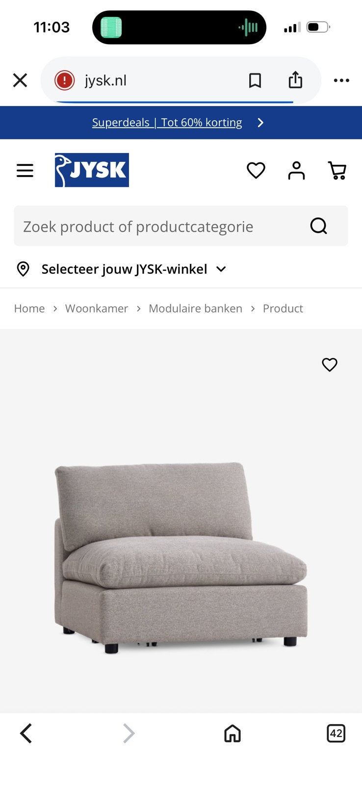 Jysk lyby bank nooit op gezeten te koop, Ophalen, Zo goed als nieuw, Tweepersoons, Minder dan 150 cm
