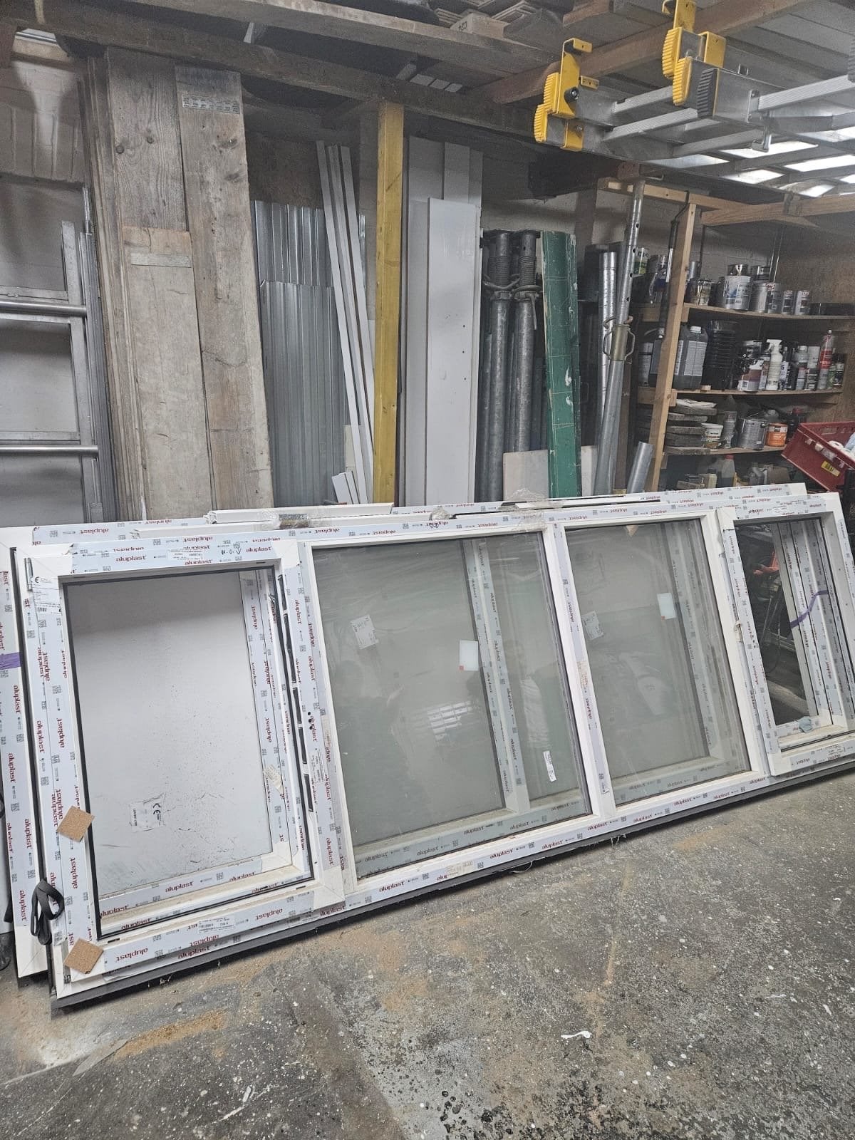 Grote partij kunststof kozijnen met dubbelglas, Gevelraam of Ruit, 80 tot 120 cm, Nieuw, Ophalen of Verzenden