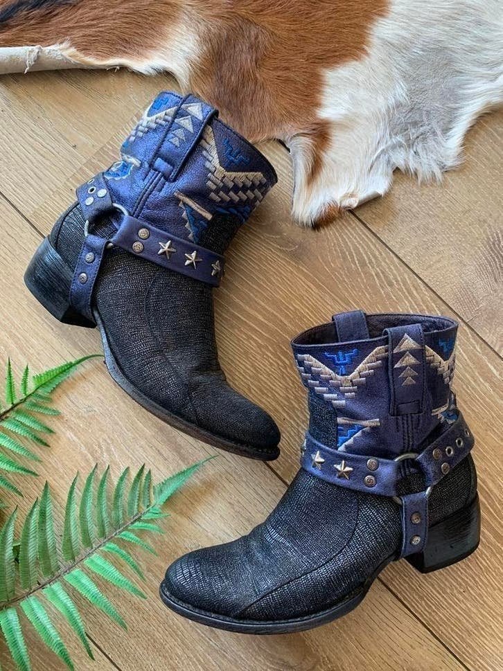Sendra bikerboots 37 enkellaarsjes western boots laarzen, -, Blauw, -, Lage of Enkellaarzen