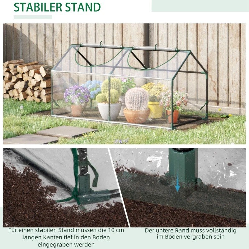 Mini kweekkas met PVC-afdekking en oprolbare ramen, Tuin en Terras, Bloembakken en Plantenbakken, Ophalen of Verzenden, Nieuw