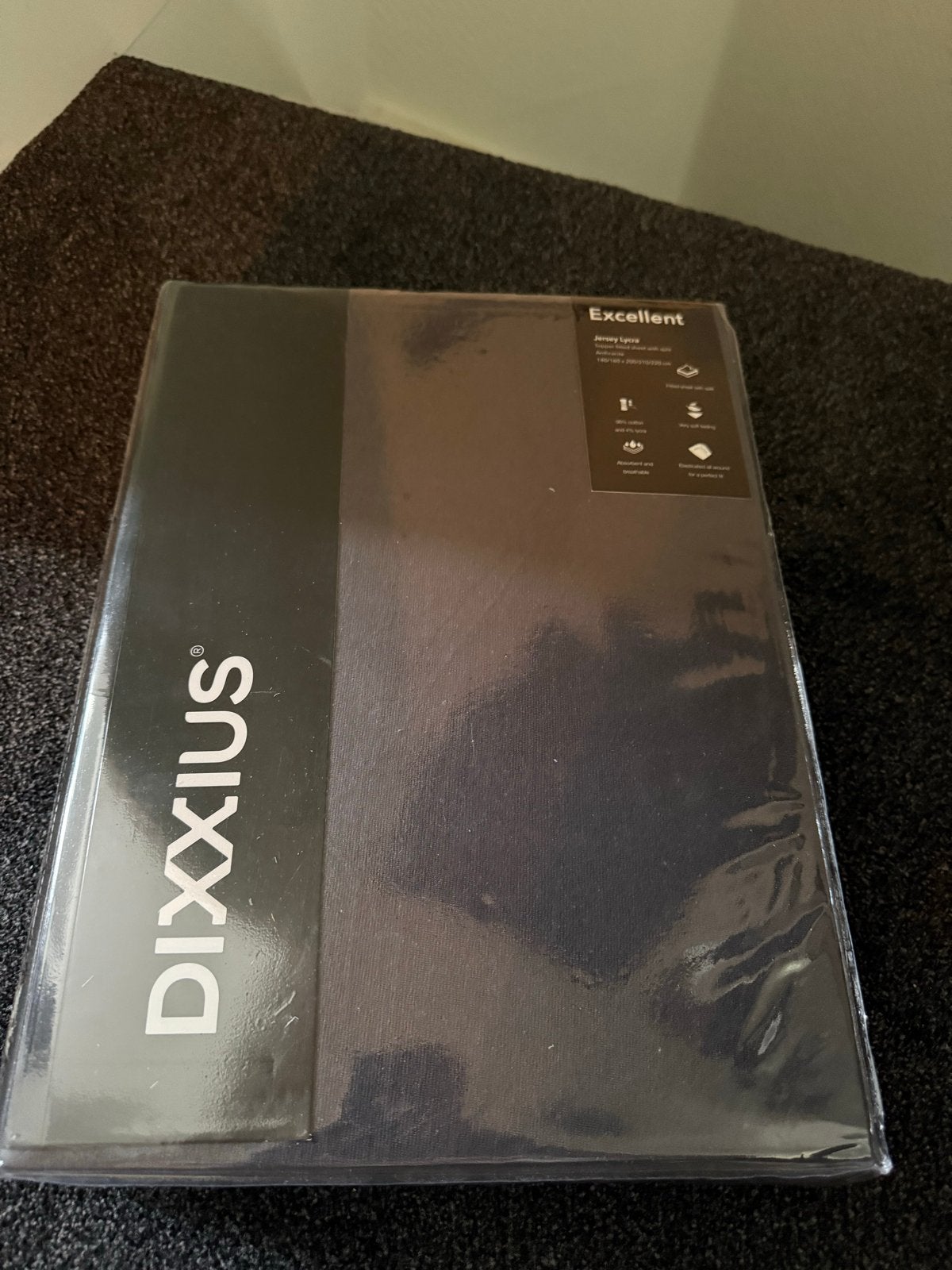 Dixxius Jersey Lycra Topper Hoeslaken Antraciet, Verzenden, Hoeslaken of Sloop, Grijs, Nieuw