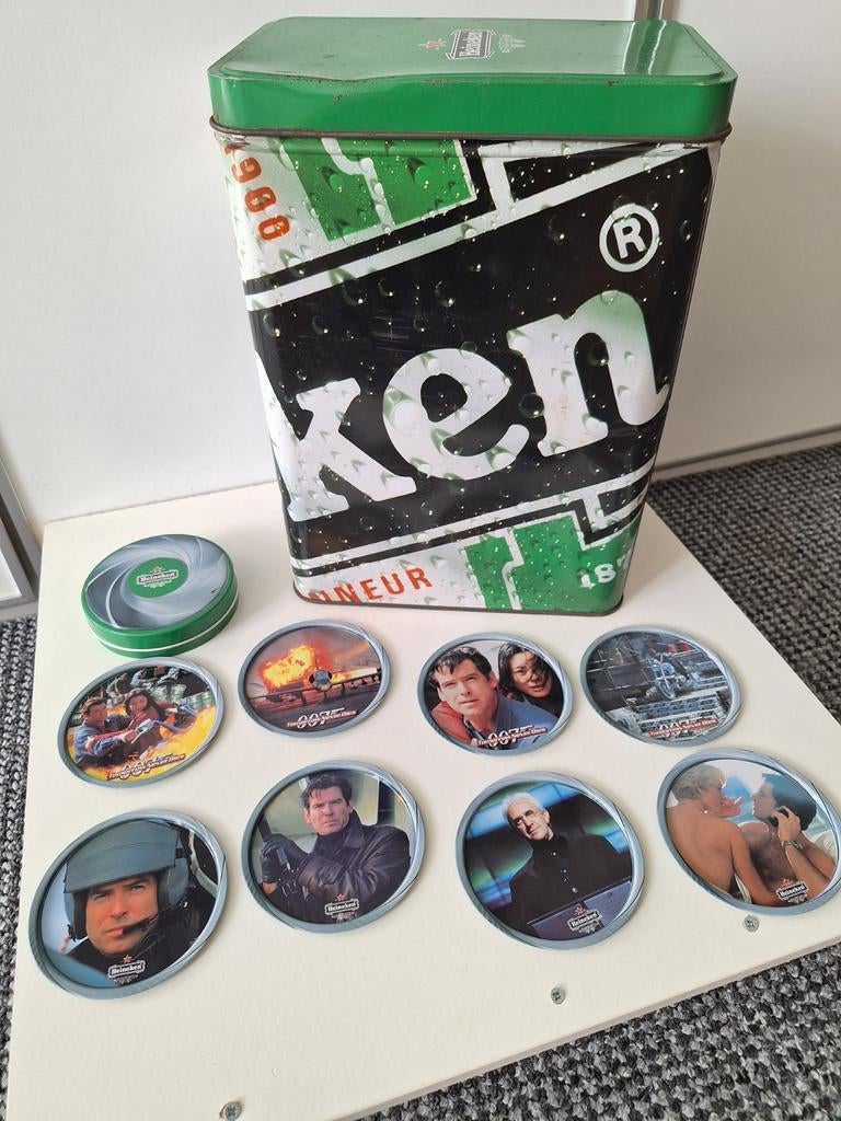 Heineken Bierblik en Onderzetters, Ophalen of Verzenden, Zo goed als nieuw, Viltje(s), Heineken