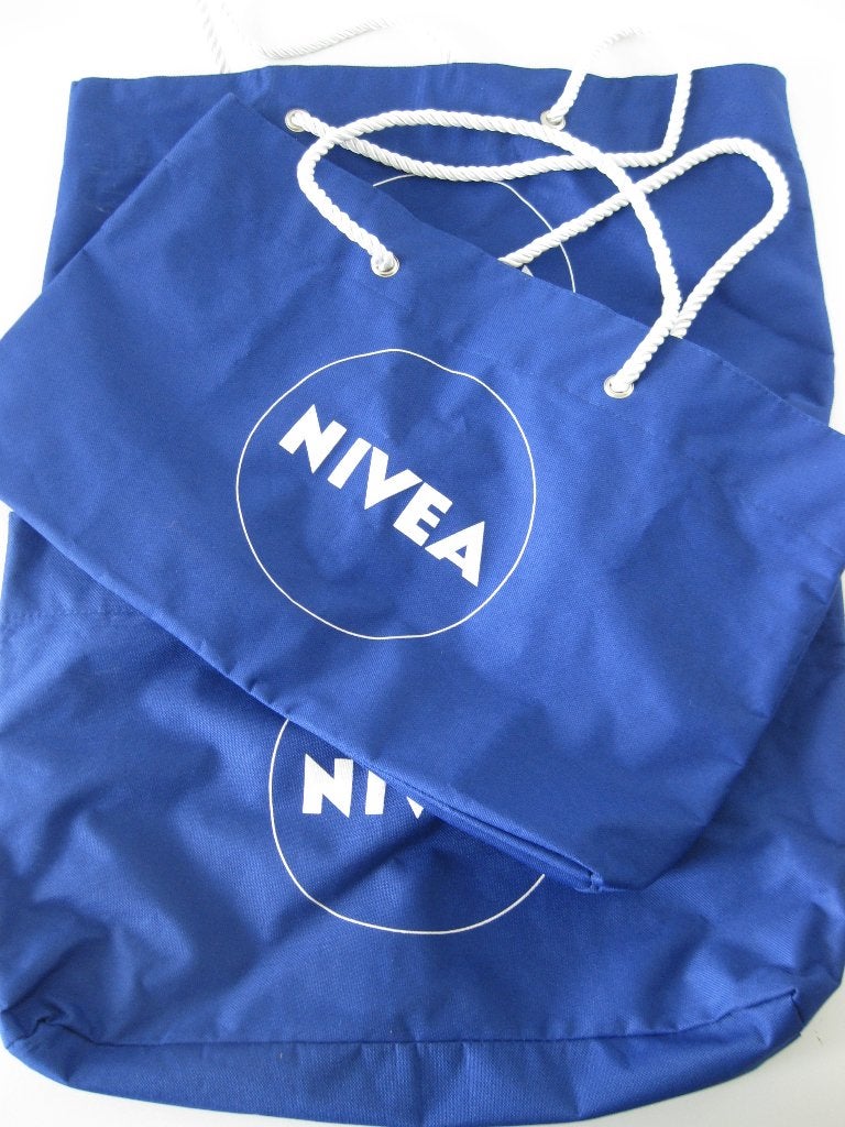 Nivea Shoppertas/Strandtas blauw canvas 3 stuks 48x30x10 cm, Ophalen of Verzenden, Nieuw, Blauw, Overige merken