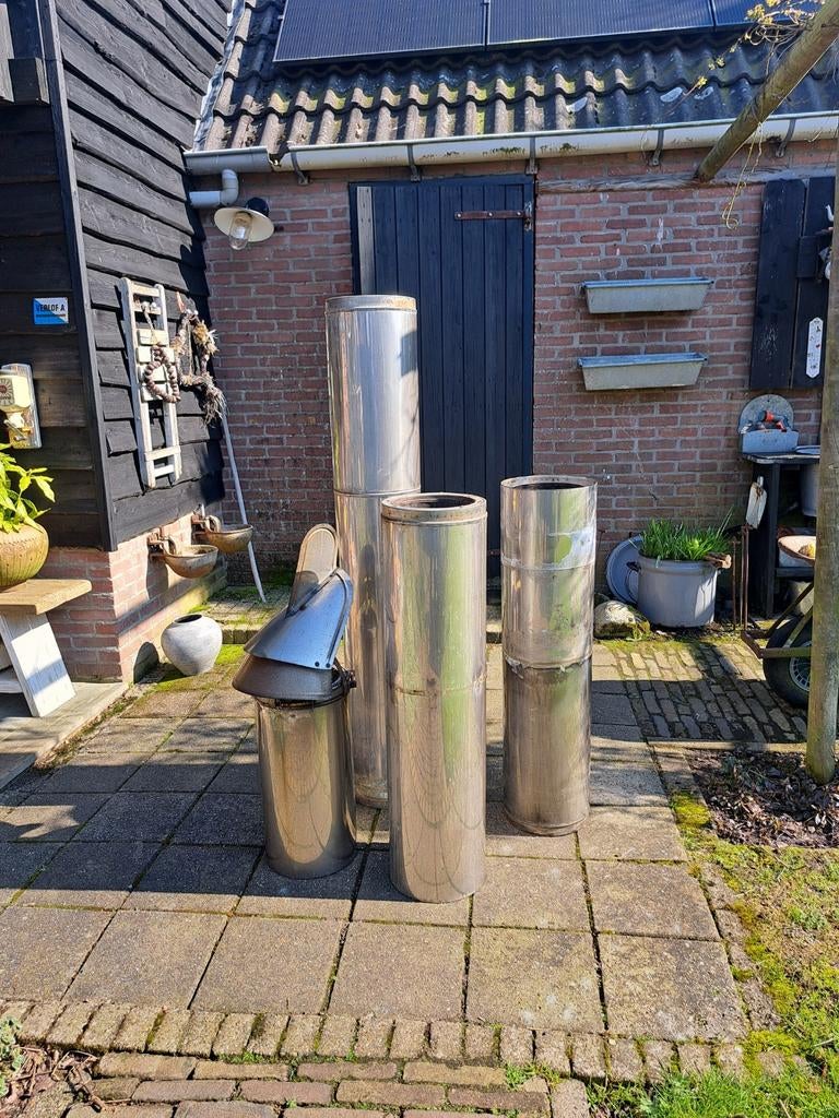 Dubbelwandige kachelpijp 20/26cm, 4 meter, Ophalen of Verzenden